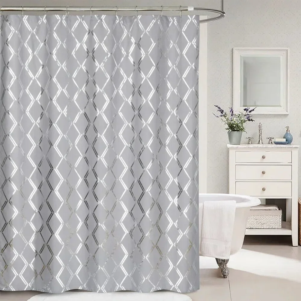 Homechoice Decor Geometric Shower Curtain, Gray/Silver, 72